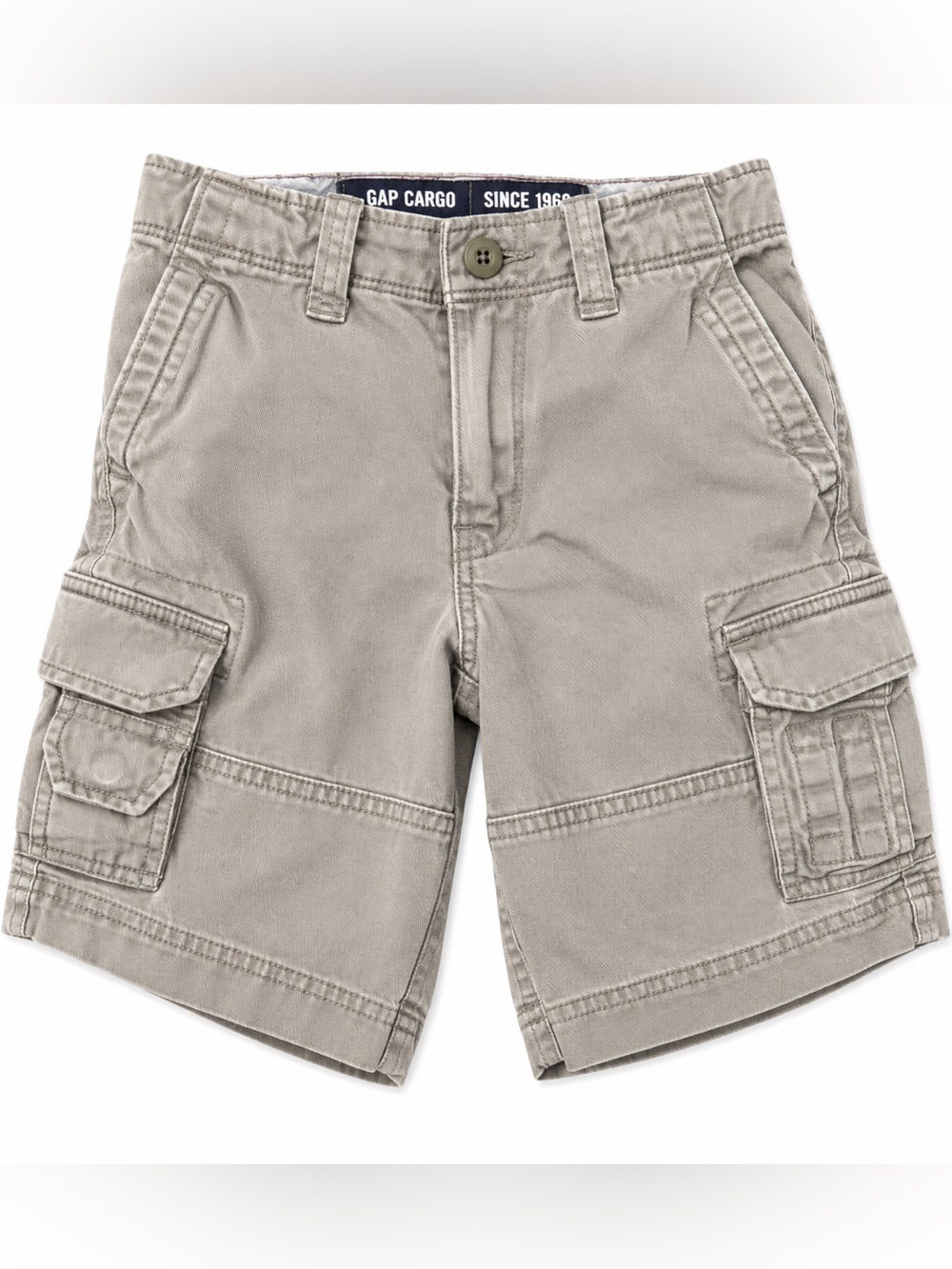 2006 GAP Kids Cargo Shorts Size 6 Khaki Olive Y2K Utility Pockets 100% Cotton